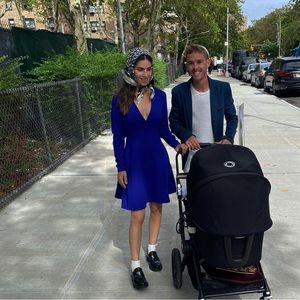 Essential Antwerp cobalt blue A line Crepe dress lined 36